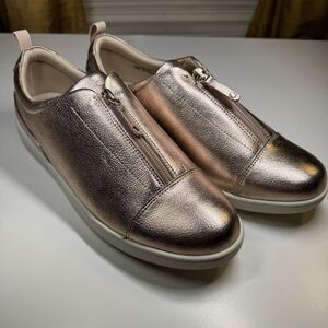 Trotters Anika Womens Pink Metallic Leather COMFORT Lifestyle Sneakers Shoes 10M
